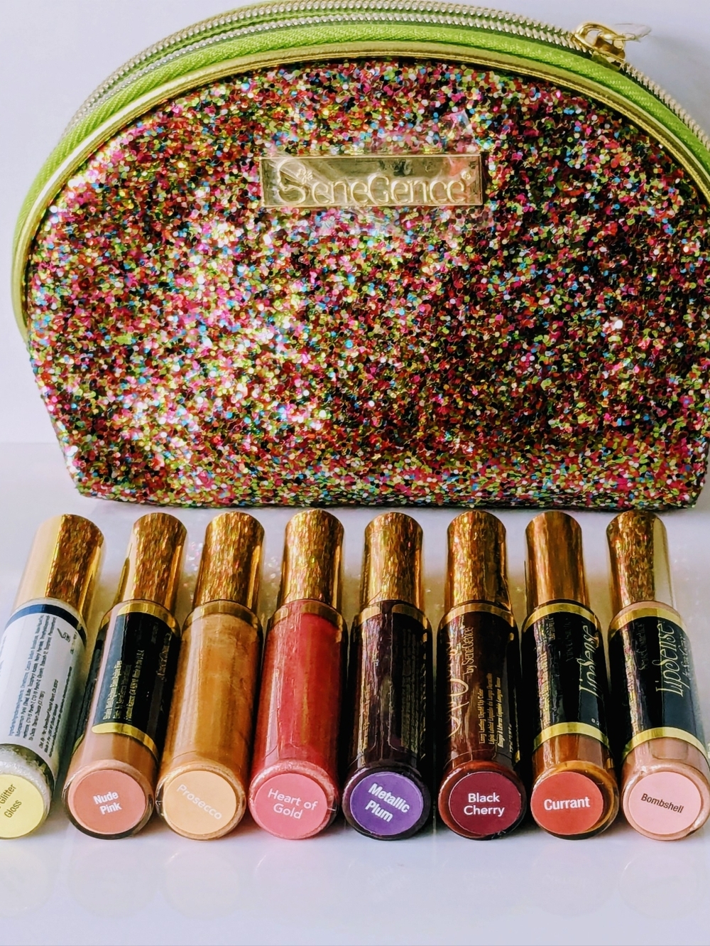 Sparkle And Shine LipSense 7 Colours + 1 Gloss Rainbow Glitter Bag